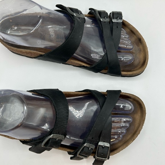 Birkenstock Franca Natural Leather Oiled Black Sandal Slides Size 37. US  6-6.5 - Picture 5 of 12